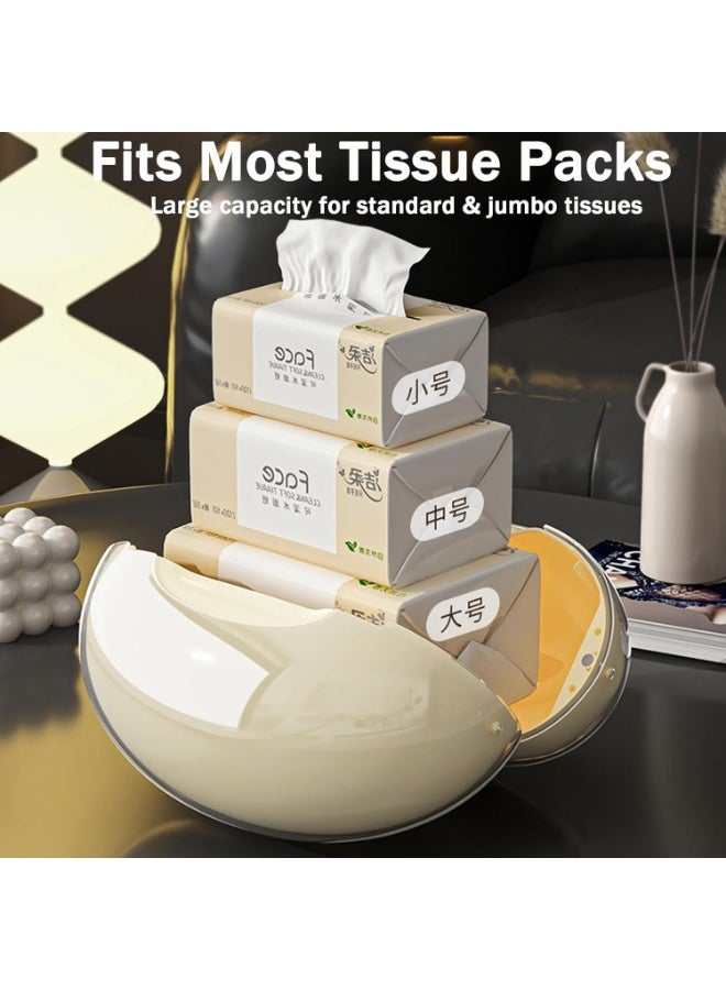 Tissue Box Cover Large Round Tissue Box Holder with Non-Slip Base Decorative Luxury Napkin Holder Modern Stylish Elegance Tissue Holder for Bathroom Toilet Bedroom Living Room Table Desk Office - Image 4