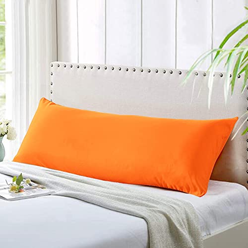 Cottonfry Ultra Soft Velvet Body Pillow Cover/Case Pillowcase with Hidden Zipper, Zippered Body Pillow Case (Orange, 20x54) - Image 1