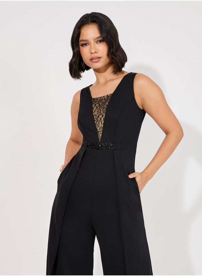 Styli Wide Leg Sleeveless Sequined Jumpsuit  - Image 2