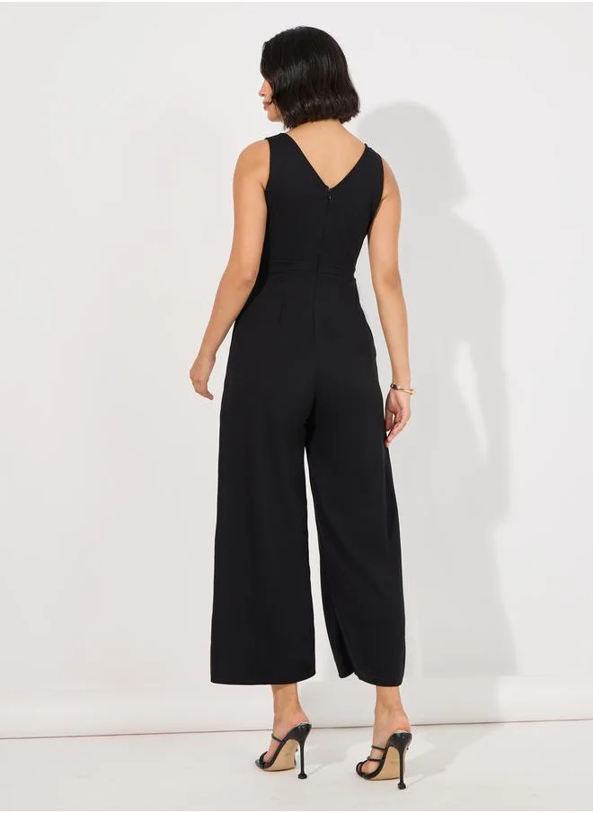Styli Wide Leg Sleeveless Sequined Jumpsuit