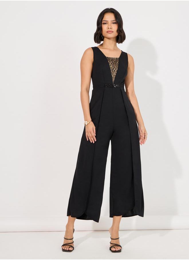 Styli Wide Leg Sleeveless Sequined Jumpsuit  - Image 1