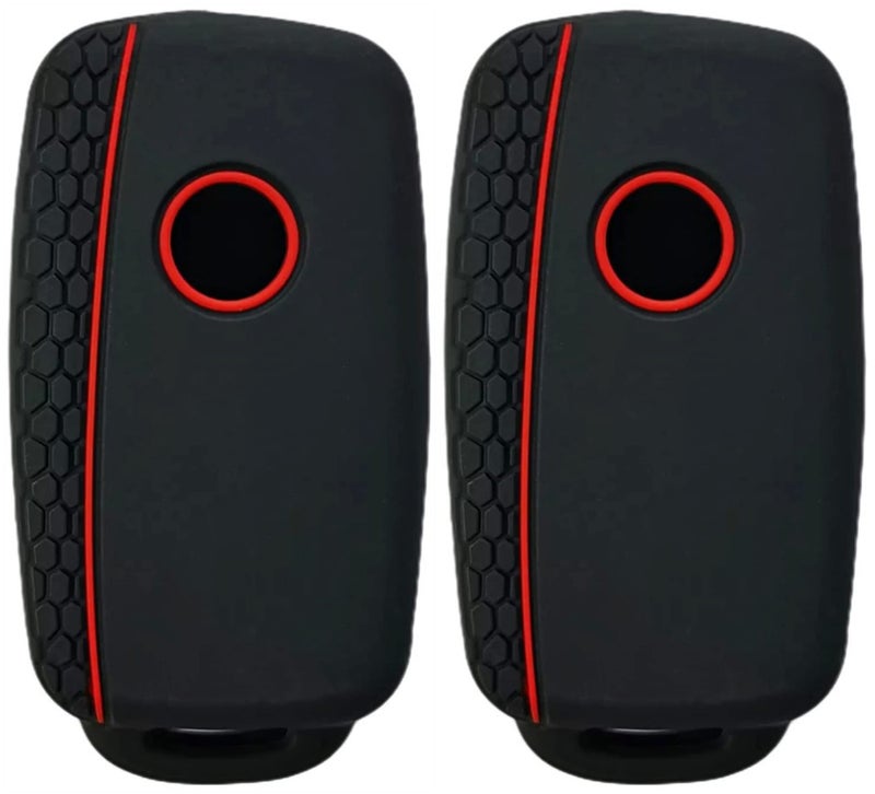REPROTECTING Silicone Rubber Key Fob Cover Compatible with 2006-2015 VW Volkswagen Beetle CC Eos GTI Golf Jetta Passat Rabbit Tiguan Touareg NBG735868T HLO1J0959753AM HLO1J0959753DC NBG0100180T - Image 2