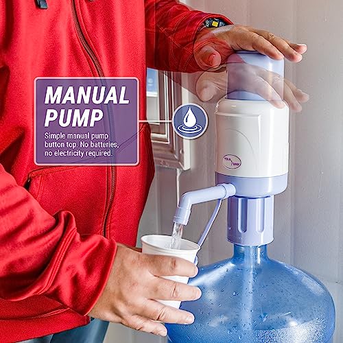TERA PUMP TRPMW200 Manual Water Pump for 5 Gallon Bottles, Manual Hand Pressure Water Dispenser, Fits Most 2-6 Gallon Bottles, 3 Tube Lengths with Sanitary Cap, BPA-Free - Image 2