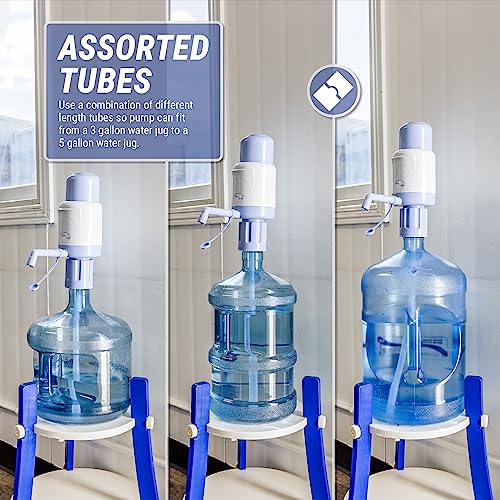TERA PUMP TRPMW200 Manual Water Pump for 5 Gallon Bottles, Manual Hand Pressure Water Dispenser, Fits Most 2-6 Gallon Bottles, 3 Tube Lengths with Sanitary Cap, BPA-Free - Image 3