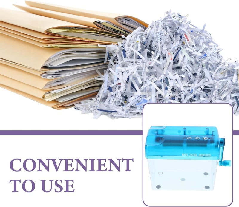 Manual Paper Shredder Household Desktop Small Handheld Paper Cutter Portable Blue Office Shredding Tool for Home and Office Use - Image 3