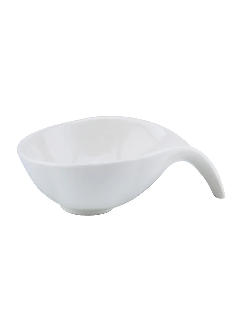 شالو Shallow Porcelain Ceramic Serving Bowl - 11x9x4cm, White