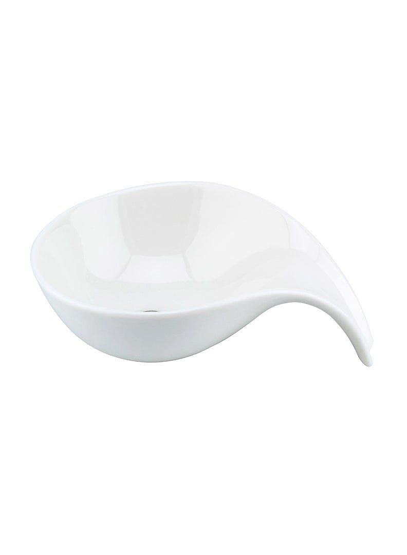 Shallow Porcelain Ceramic Serving Bowl - 11x9x4cm, White - Image 2