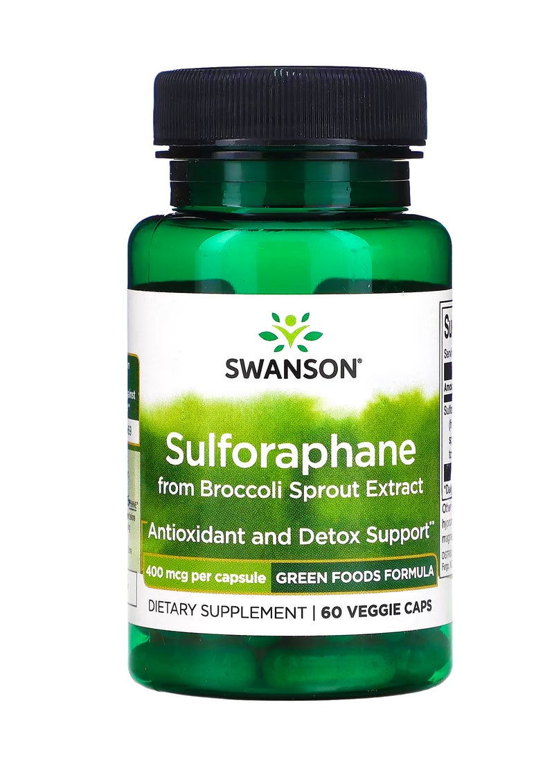 SWANSON - Sulforaphane from Broccoli Sprout Extract, 400 mcg, 60 Veggie Caps - Image 1