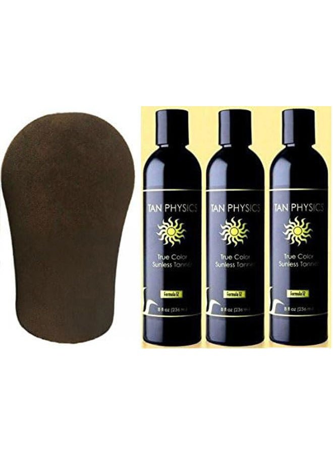 Tan Physics True Color Tanner (3 Pack) w/Tanning Mitt by Sans-Sun - Image 1