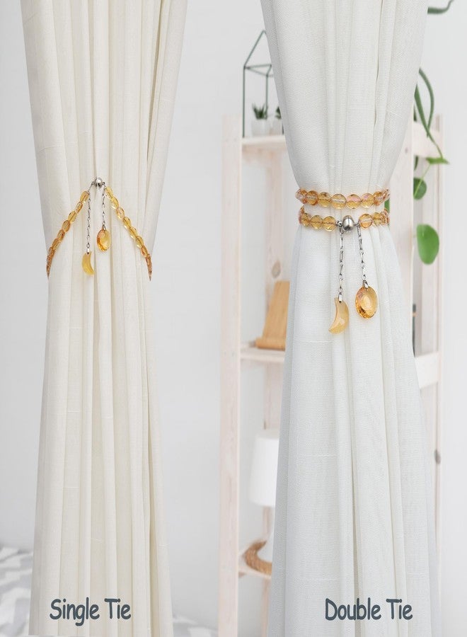 PEDOBO Magnetic Curtain Tiebacks, 2 Pack Crystal Beaded Sun & Moon Pendants Sheers/Draperies Holdbacks for Window Home Office Decor (Gold) - Image 4