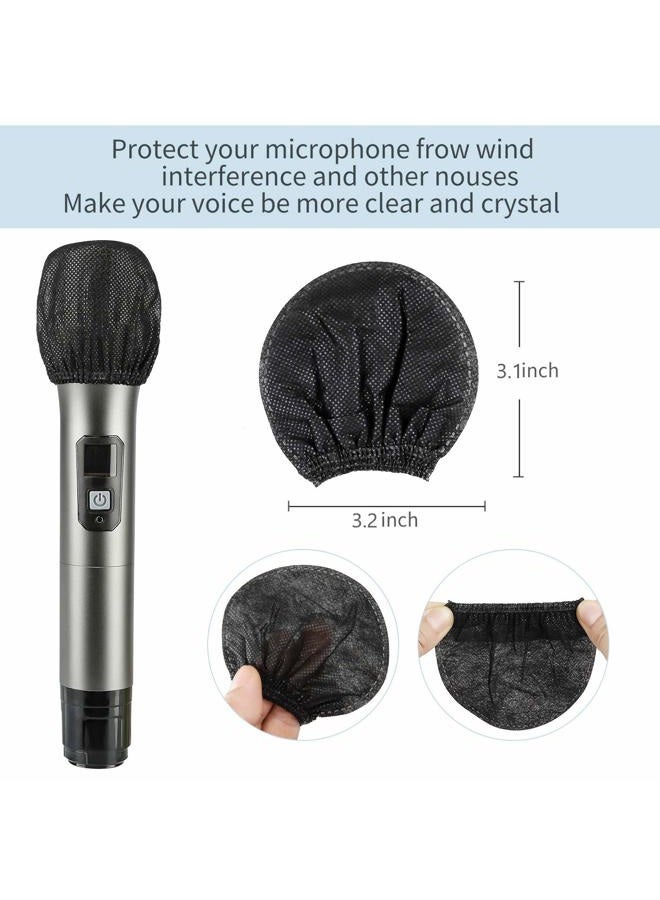 buluker LDS-JL 200 Pcs Disposable Microphone Cover Non-Woven Handheld Microphone Windscreen Protective Cap for Recording Room, KTV and Any Shared Environment (Black) - Image 3