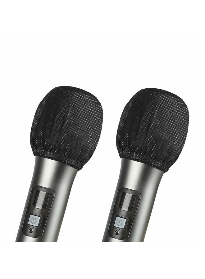 buluker LDS-JL 200 Pcs Disposable Microphone Cover Non-Woven Handheld Microphone Windscreen Protective Cap for Recording Room, KTV and Any Shared Environment (Black) - Image 2