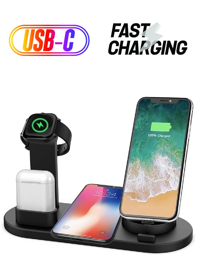 general Wireless Charger,6 in 1 Wireless Fast Charging, Stand for Apple Watch Series 6/SE/5/4/3/2/1, Qi Wireless Charging Dock for iPhone 12/11/Pro/Max/XS/Max/XR/XS/X - Image 1