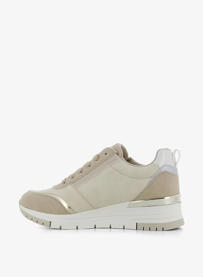 اس جي Women's Colourblock Lace-Up Sneakers with Zip Detail