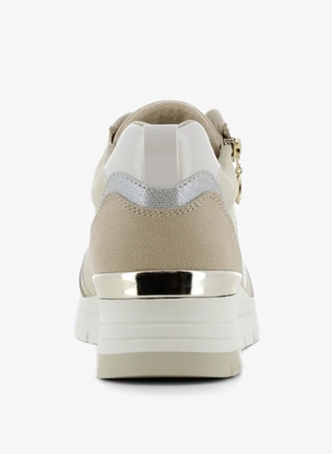 اس جي Women's Colourblock Lace-Up Sneakers with Zip Detail