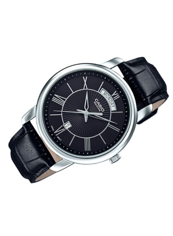 CASIO Analog Men’s Watch BEM-152L-1AVDF, 40 mm Black Dial, Stainless Steel Case & Black Leather Band, 50 m WR - Image 4