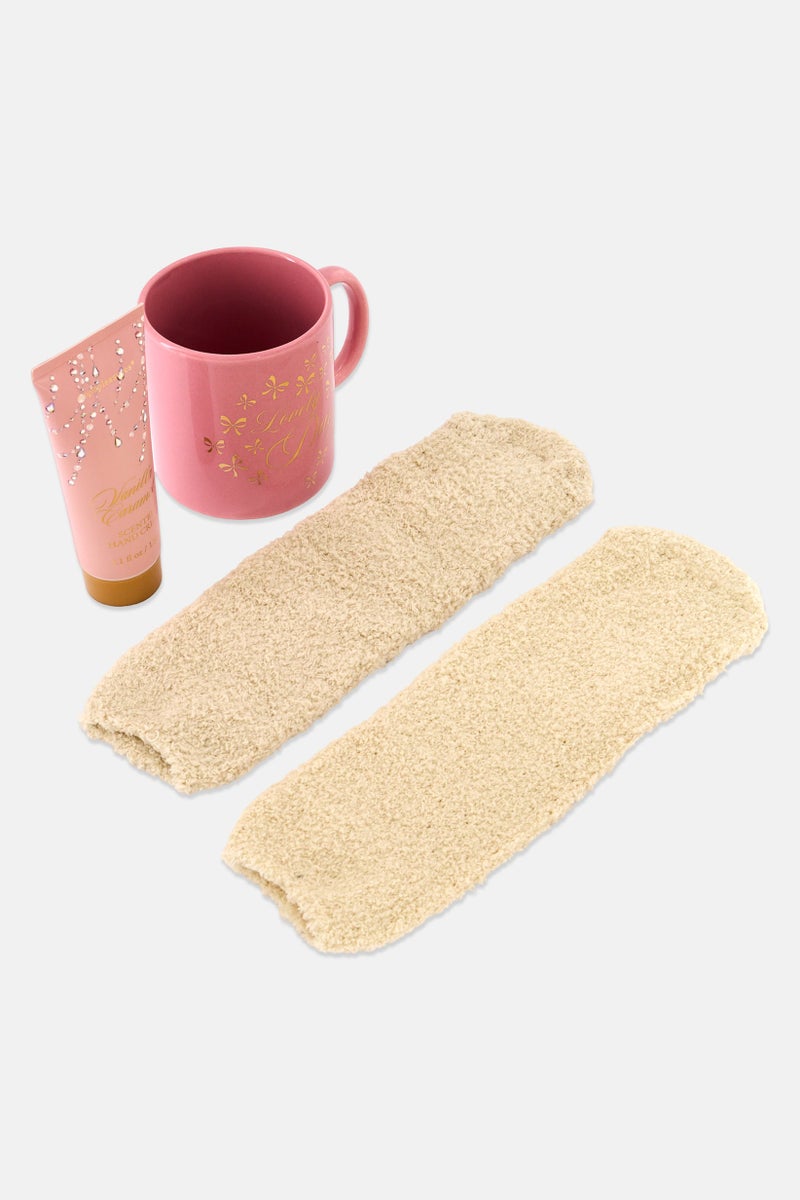 VOTUM 3 Pieces Cozy Fluffy Socks And Hand Cream With Mug Gift Set  - Image 4