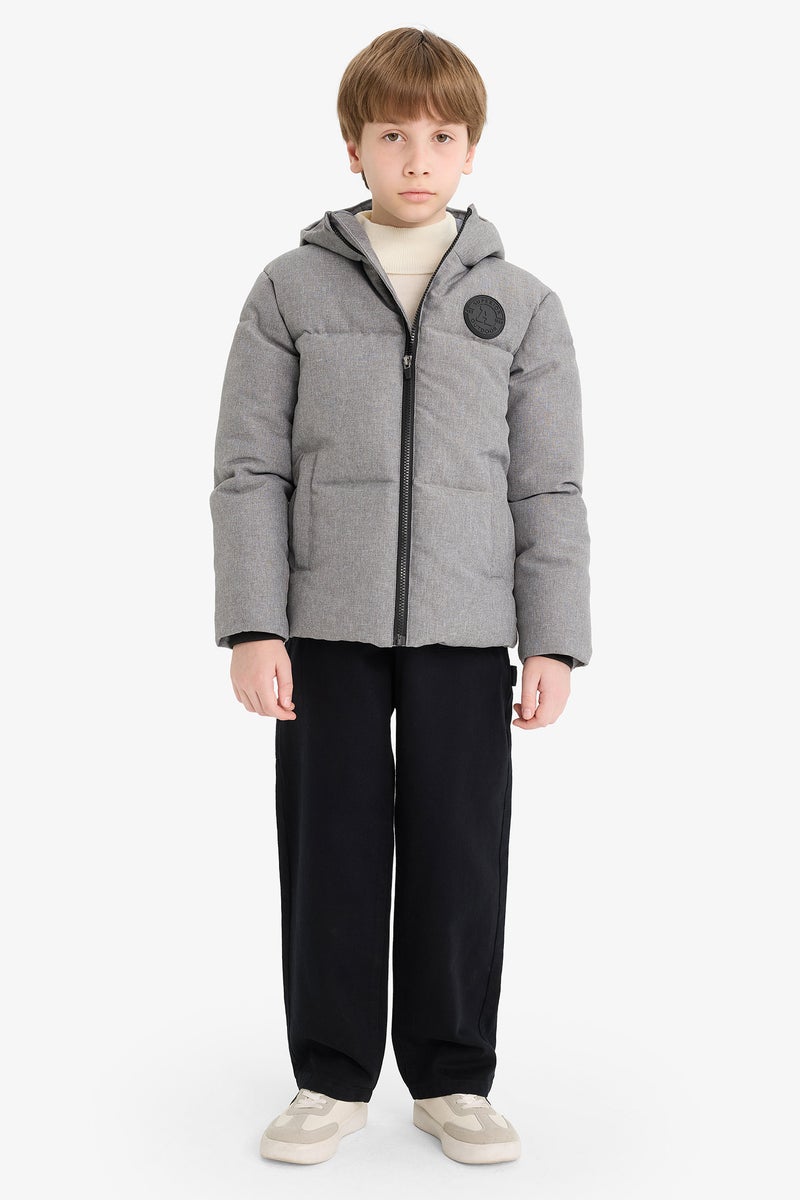 DeFacto Grey Boy Boy Hooded Water Repellent Puffer Jacket Casual - Image 2