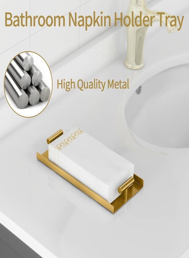STWWO Gold Napkin Holder for Bathroom, Guest Towel Holder Tray with T-Handle, Disposable Hand Towel Tray for Guest Room, Table, Kitchen - Image 2