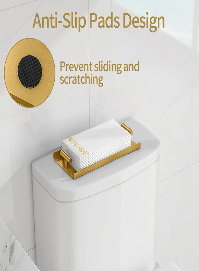 STWWO Gold Napkin Holder for Bathroom, Guest Towel Holder Tray with T-Handle, Disposable Hand Towel Tray for Guest Room, Table, Kitchen - Image 3