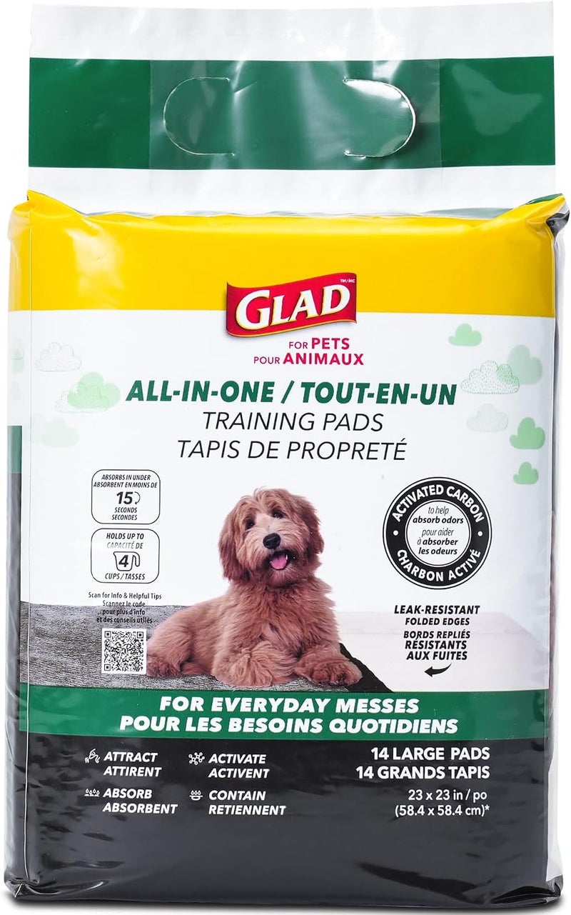 Glad for Pets Black Charcoal Puppy Pads | Puppy Potty Training Pads That ABSORB & NEUTRALIZE Urine Instantly | New & Improved Quality Puppy Pee Pads, 14 count - Image 1