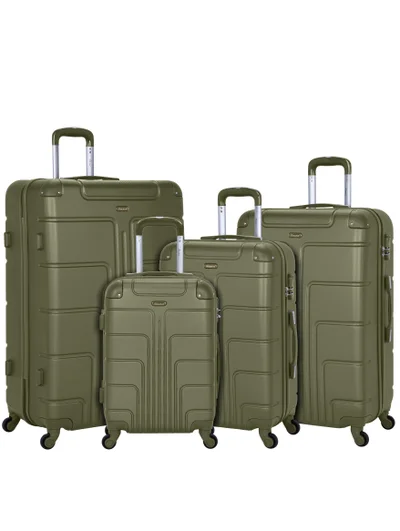 SENATOR Hard Case Travel Bag Trolley Luggage Set of 4 ABS Lightweight Suitcase with 4 Spinner Wheels A1012 Olive