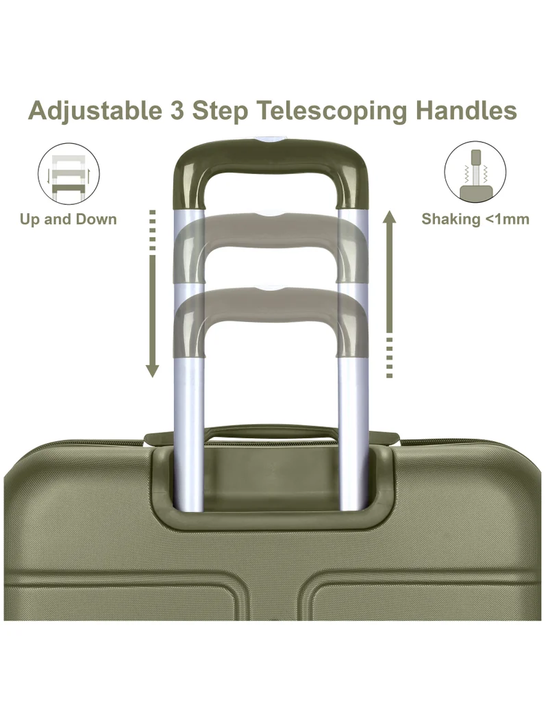 SENATOR Olive Green Hard Case Travel Bag Trolley Luggage Set of 4 ABS Lightweight Suitcase with 4 Spinner Wheels A1012 Olive  | Best Price UAE