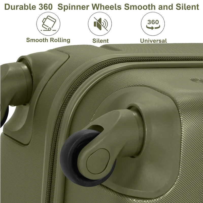 SENATOR Olive Green Hard Case Travel Bag Trolley Luggage Set of 4 ABS Lightweight Suitcase with 4 Spinner Wheels A1012 Olive  | Best Price UAE