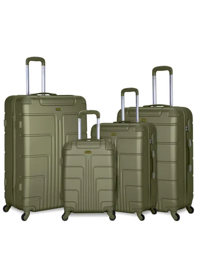 سيناتور Hard Case Travel Bag Trolley Luggage Set of 4 ABS Lightweight Suitcase with 4 Spinner Wheels A1012 Olive