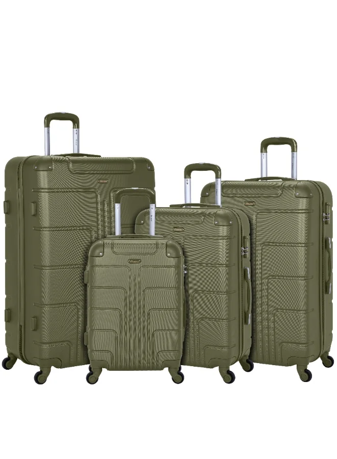 SENATOR Hard Case Travel Bag Trolley Luggage Set of 4 ABS Lightweight Suitcase with 4 Spinner Wheels A1012 Olive