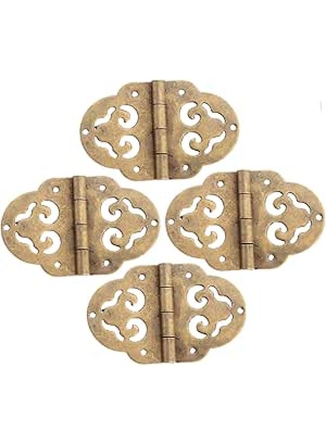Mini Copper Wooden Jewelry Box Hinges Retro Hollow Design Anti Rust Hardware 4pcs - Image 1
