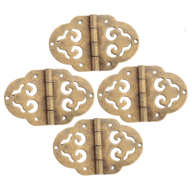 Mini Copper Wooden Jewelry Box Hinges Retro Hollow Design Anti Rust Hardware 4pcs - Image 2