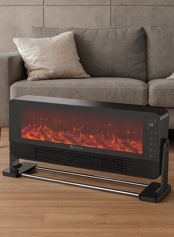 توسكانا يو مدفأة ديكور كهربائية 2000 واط مستويين للحرارة تحكم مزدوج باللمس او الريموت، دفاية كهربائية بشاشة LED صغيرة تعرض درجة الحرارة،حماية من الحرارة الزائدة و مؤقت 12 ساعه - Image 1