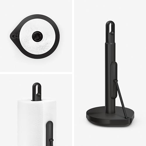 simplehuman حامل مناديل ورقية بسيط من simplehuman مع ذراع توتر، ثقيل الوزن، سهل الاستخدام بيد واحدة، مناسب لسطح المطبخ، ستيل أسود غير قابل للصدأ - Image 2