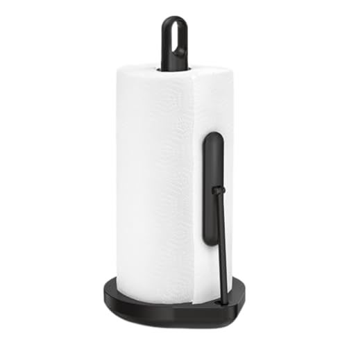 simplehuman حامل مناديل ورقية بسيط من simplehuman مع ذراع توتر، ثقيل الوزن، سهل الاستخدام بيد واحدة، مناسب لسطح المطبخ، ستيل أسود غير قابل للصدأ - Image 1