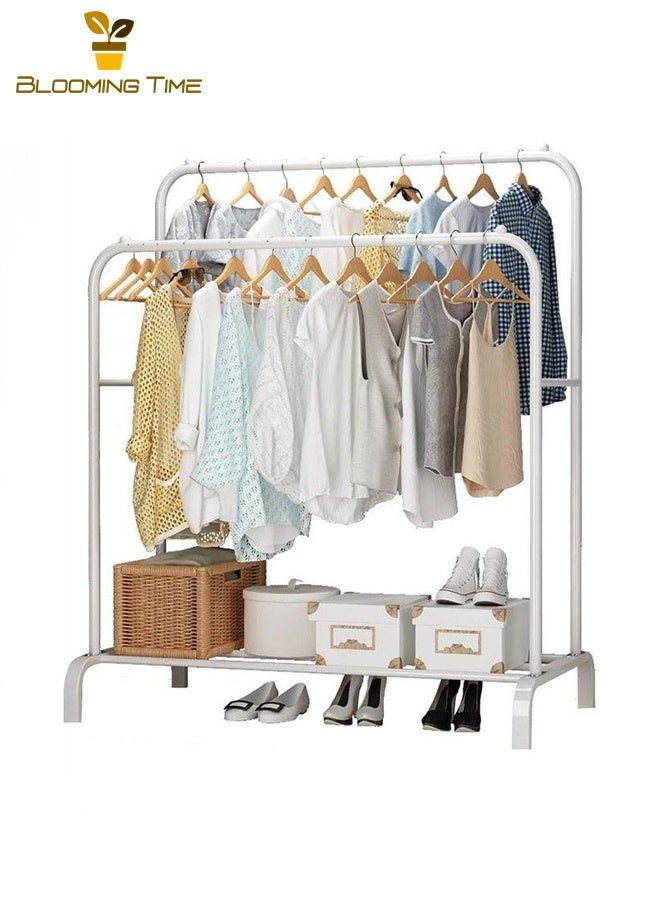 BLOOMING TIME Bedroom Detachable Folding Storage Clothes Rack Indoor Balcony Simple Clothes Rack, White - Image 1