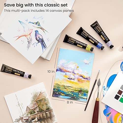ARTEZA Canvas Boards for Painting, 8 x 10 Inches, Pack of 14, Blank White Canvas Panels for Acrylic, Oil, Gouache, and Tempera Painting Projects - Image 3