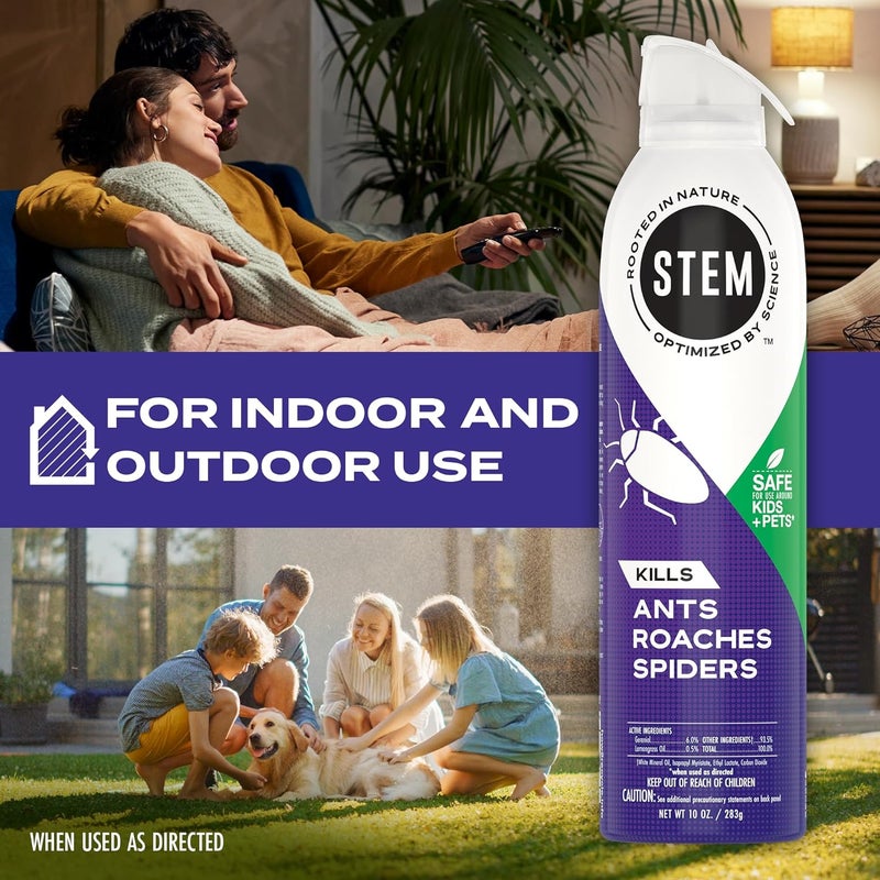 STEM سائل مبيد للحشرات يعتمد على مكونات نباتية يقتل النمل والصراصير والعناكب للاستخدام الداخلي والخارجي 10 أوقية سائل، عبوة واحدة - Image 4