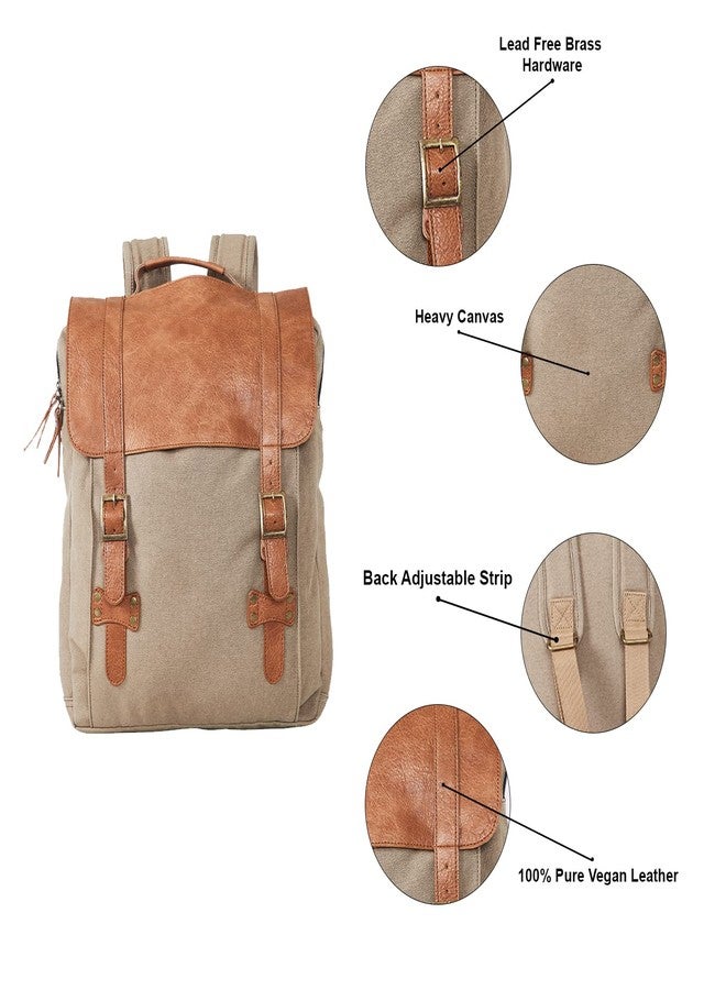 Mona B Laptop Backpack for Men & Women with Up to 14" Laptop Compartment - 15L Capacity - Ideal for Office, College, School & Travel - Beige - Image 4