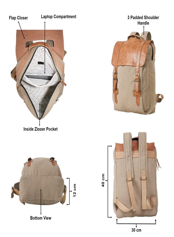Mona B Laptop Backpack for Men & Women with Up to 14" Laptop Compartment - 15L Capacity - Ideal for Office, College, School & Travel - Beige - Image 2