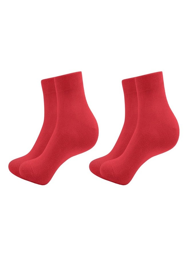 MUKHAKSH (Pack of 2 Pairs = 4 School Socks Boys Cotton Red Ankle Length School Socks