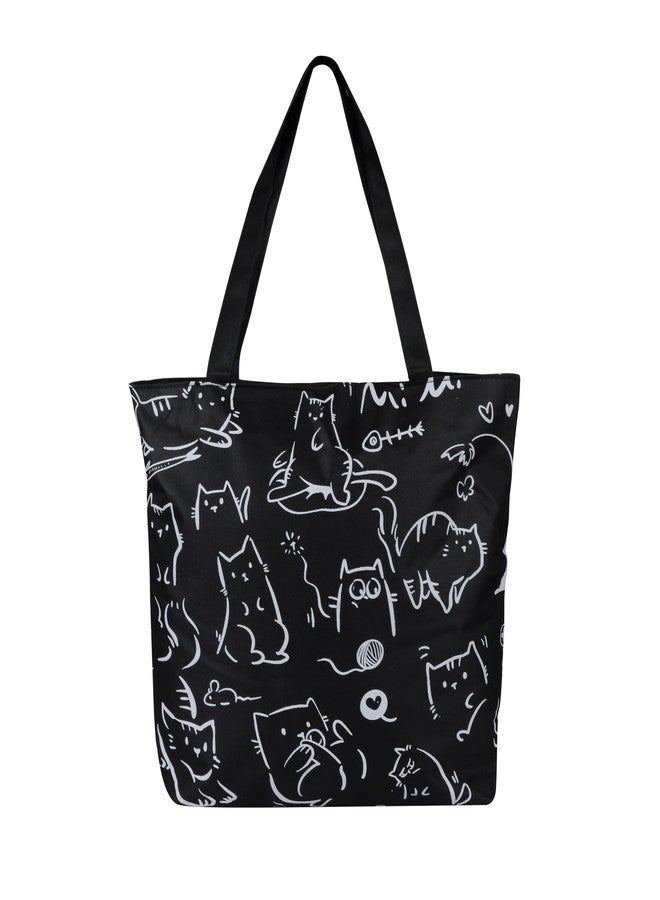 BAGILO Large Capacity Shoulder Bag Shoulder Tote Bag for Women, Cloth Bags for Women, Travel Pouch Canvas Bag Lovely Design Travel Size (Black) - Image 1