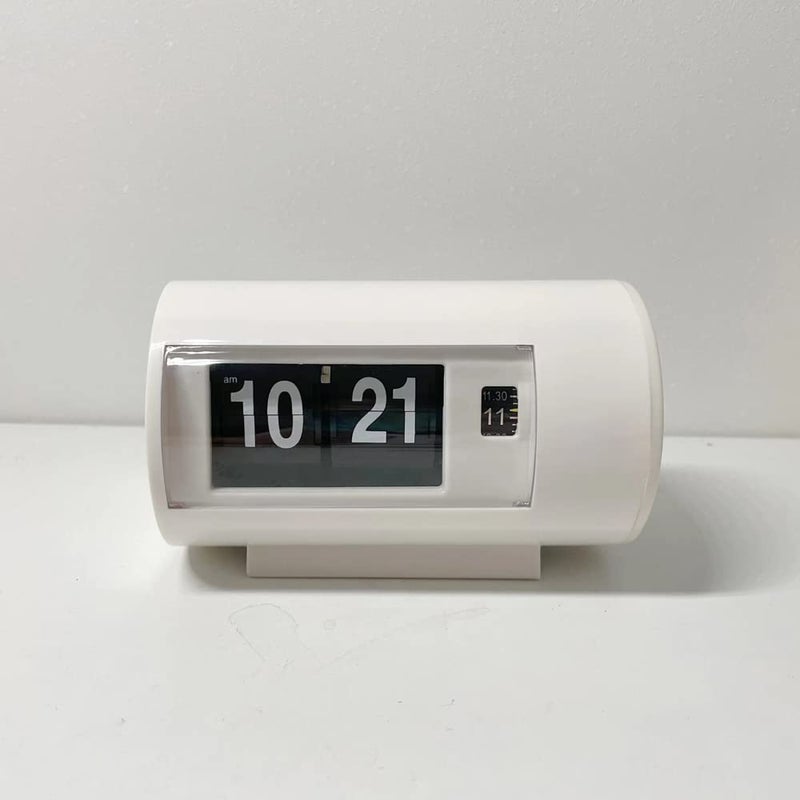 BHning BHning Retro Table Clock Auto Flip Clock 12 Hours AMPM Format Display Timepiece Desk Clock Flip Page Turning Clocks White 