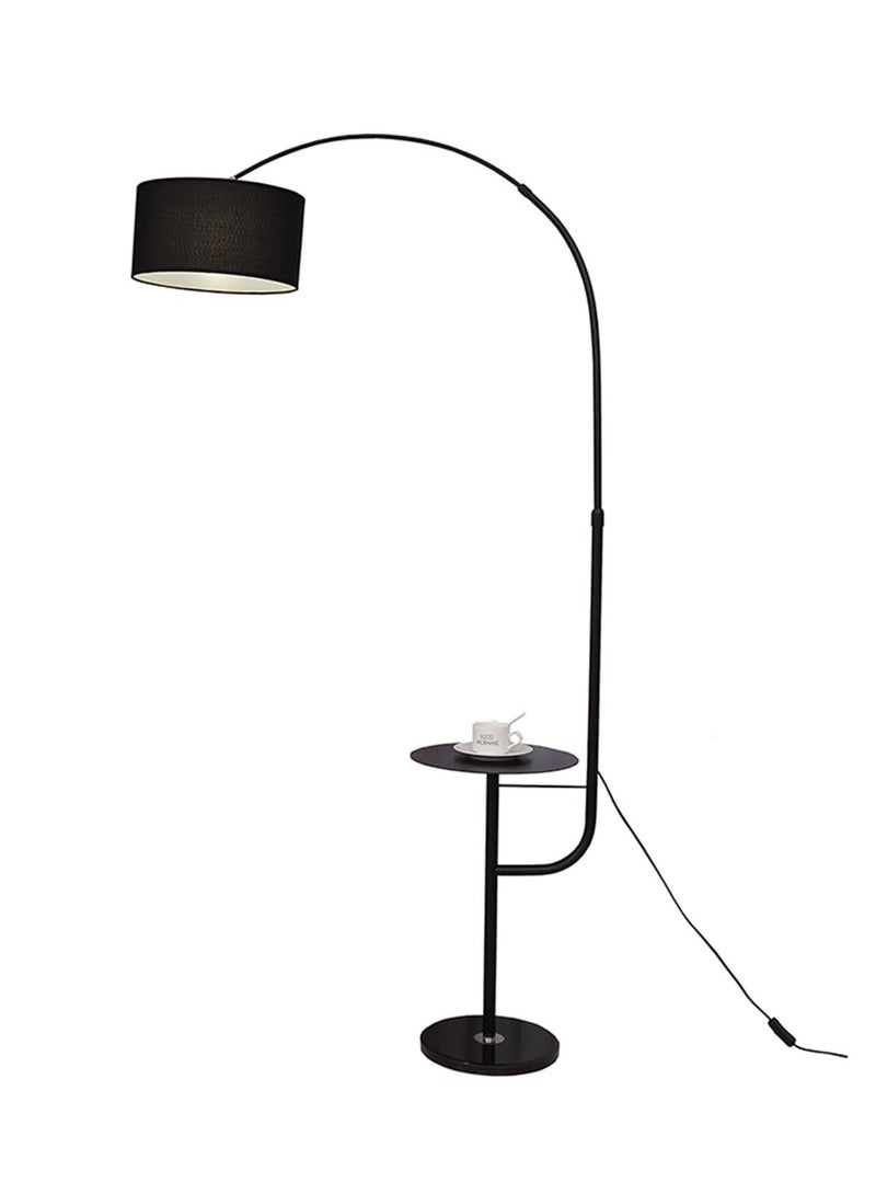 Sharpdo Modern LED Coffee Table Floor Lamp With Tray Minimalist Standing Lamp With Shelf For Bedroom Living Room With Fabric Lampshade Black 30x120x180 centimeter - Image 4