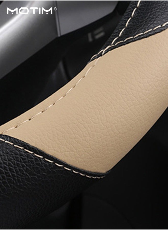 Motim Leather Car Steering Wheel Cover 38cm/15inch Universal, Non-Slip Breathable Steering Wheel Cover, Wear-Resistant, Car Interior Accessories Fit for Most Cars  - Image 5