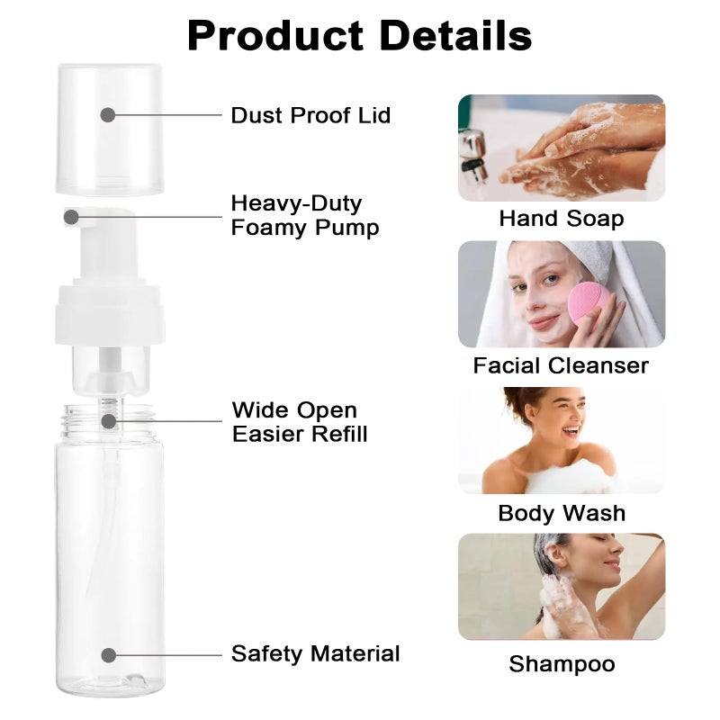Autdor Foam Pump Bottle 7Oz 2Pcs Foaming Soap Dispenser 200Ml Foaming Spray Bottle Empty Travel Foam Bottle Clear Foam Dispenser For Hand Soap Toiletries Shampoo Lotion - Image 5