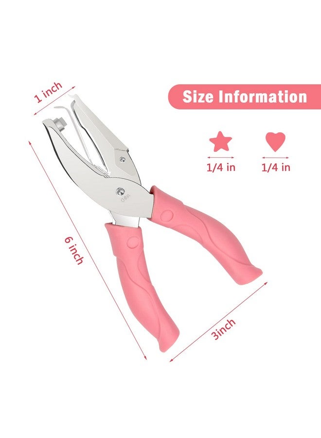 Pletpet 2 Pieces Handheld Hole Paper Punch Pletpet Heart Hole Punch + Star Hole Punch 1/4 Inch Metal Single Hole Paper Punch With Soft Handled For Tags Clothing Ticket (Heart+Star) (Star+Heart) - Image 2