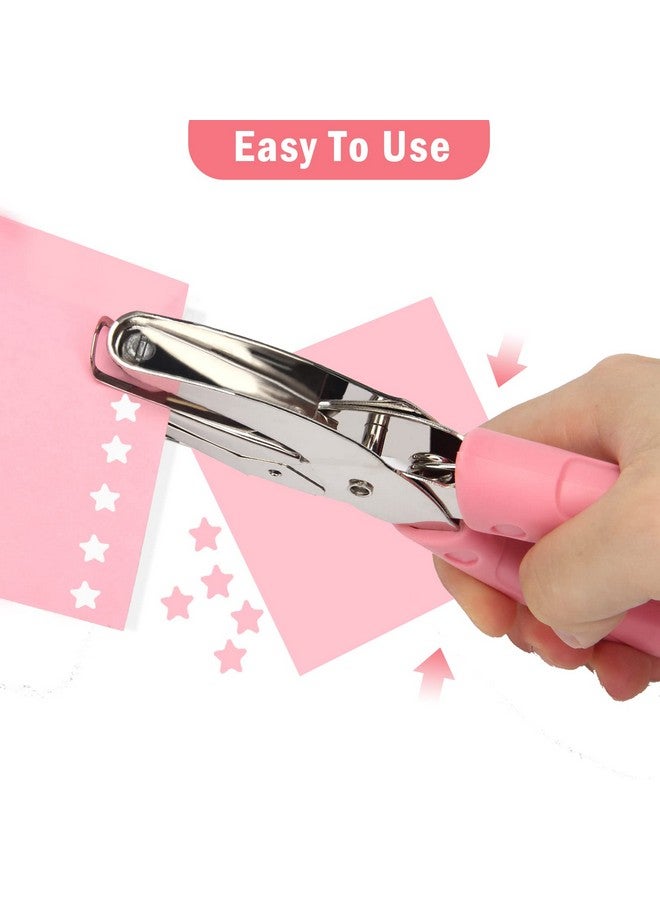 Pletpet 2 Pieces Handheld Hole Paper Punch Pletpet Heart Hole Punch + Star Hole Punch 1/4 Inch Metal Single Hole Paper Punch With Soft Handled For Tags Clothing Ticket (Heart+Star) (Star+Heart) - Image 4