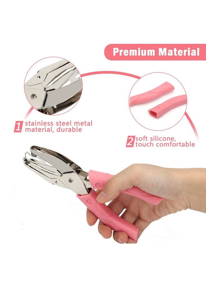 Pletpet 2 Pieces Handheld Hole Paper Punch Pletpet Heart Hole Punch + Star Hole Punch 1/4 Inch Metal Single Hole Paper Punch With Soft Handled For Tags Clothing Ticket (Heart+Star) (Star+Heart) - Image 3