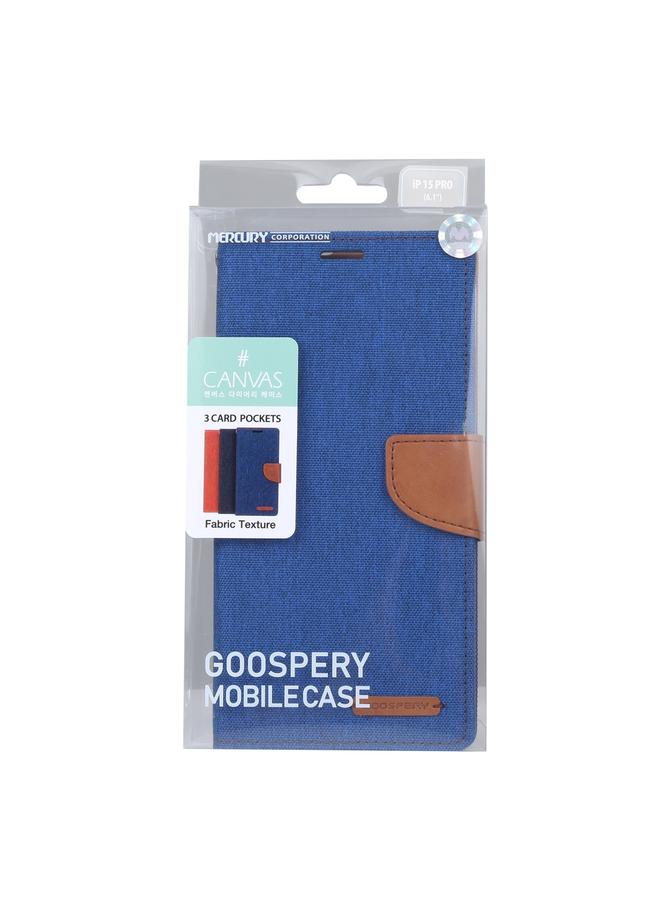 GOOSPERY Case For iPhone 15 Pro CANVAS DIARY Fabric Texture Flip Leather Phone Case  - Image 4